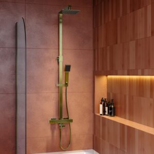 Brushed Brass Rigid Riser Showers