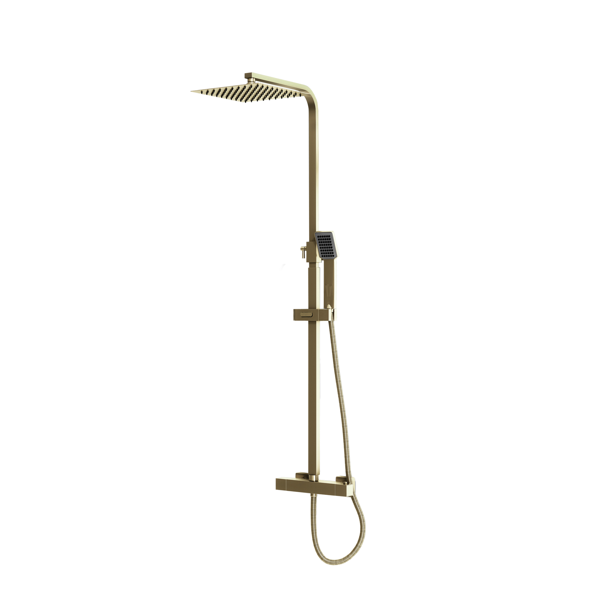Square Brushed Brass Rigid Shower